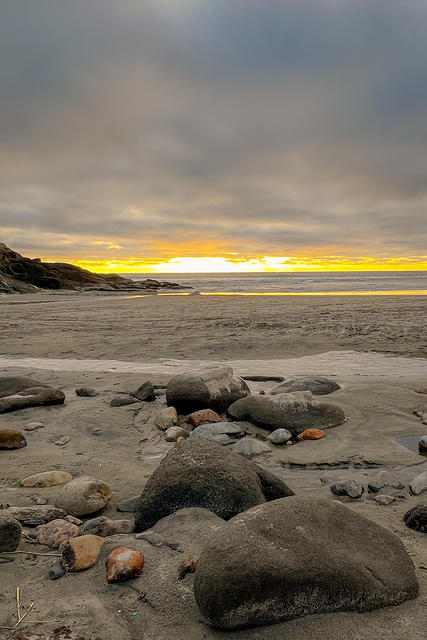 Rocky beach sunset